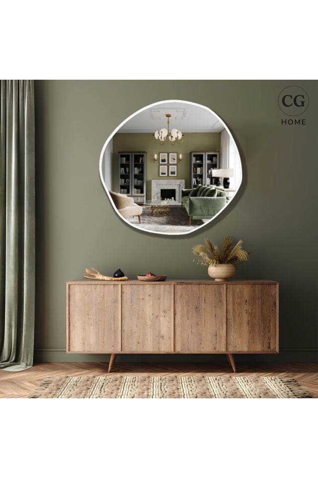 Asimetrik Ayna, Duvar Aynası, Konsol Aynası, Pinterest Ayna, Holl Aynası, Beyaz Çerçeveli Ayna