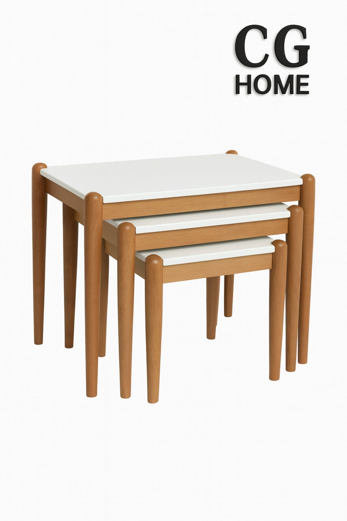 ADA Zigon Sehpa Üçlü Lüx %100 Ağaç Lake Boyalı Sehpa