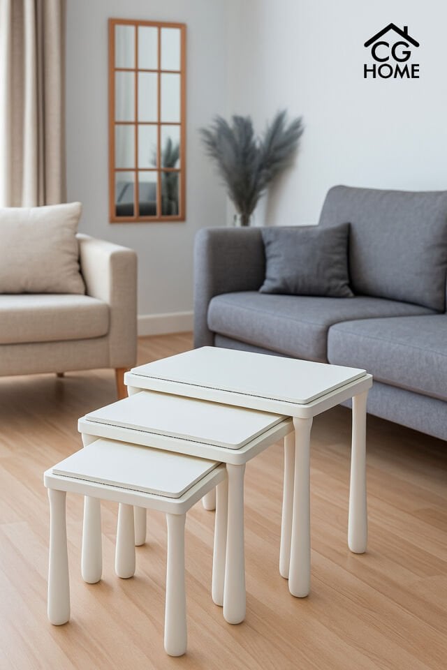 Alvin Zigon Sehpa Üçlü Lüx Ağaç Lake Boyalı Sehpa