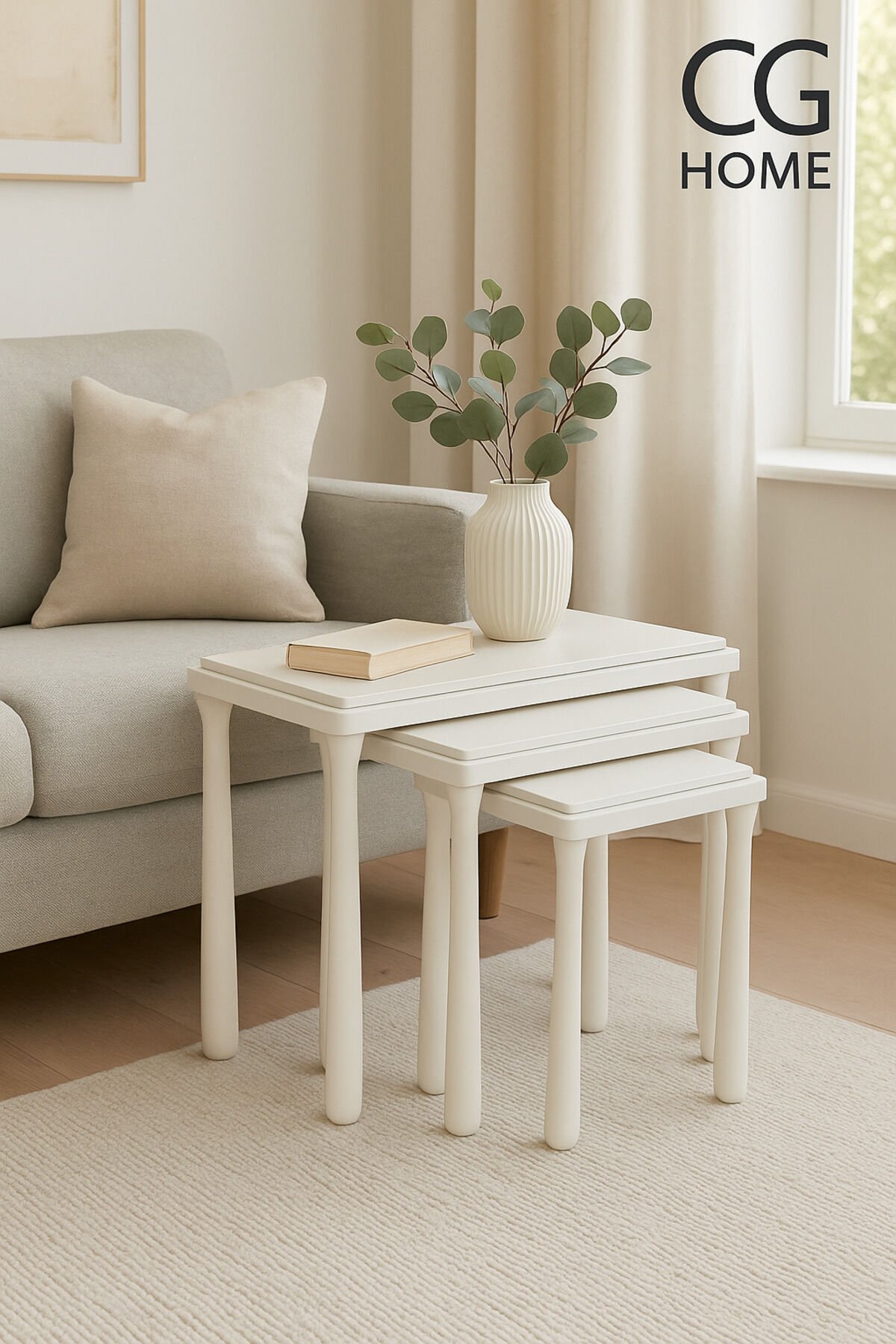 Alvin Zigon Sehpa Üçlü Lüx Ağaç Lake Boyalı Sehpa