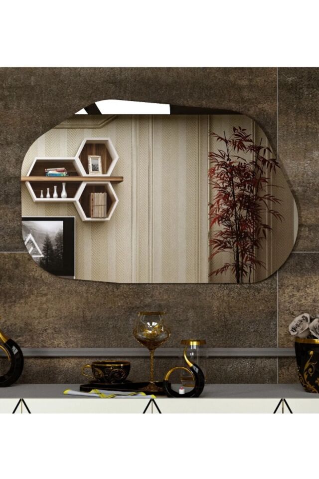 Asimetrik Ayna, Dekoratif Ayna, 85*55 Konsol Aynası, Dresuar Aynası, Tuvalet Aynası.