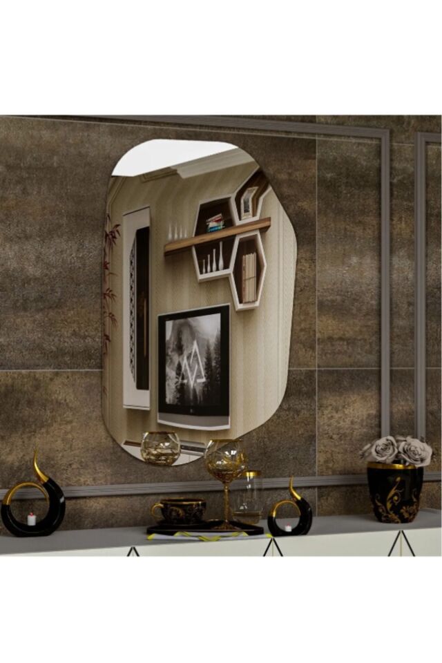 Asimetrik Ayna, Dekoratif Ayna, 85*55 Konsol Aynası, Dresuar Aynası, Tuvalet Aynası.