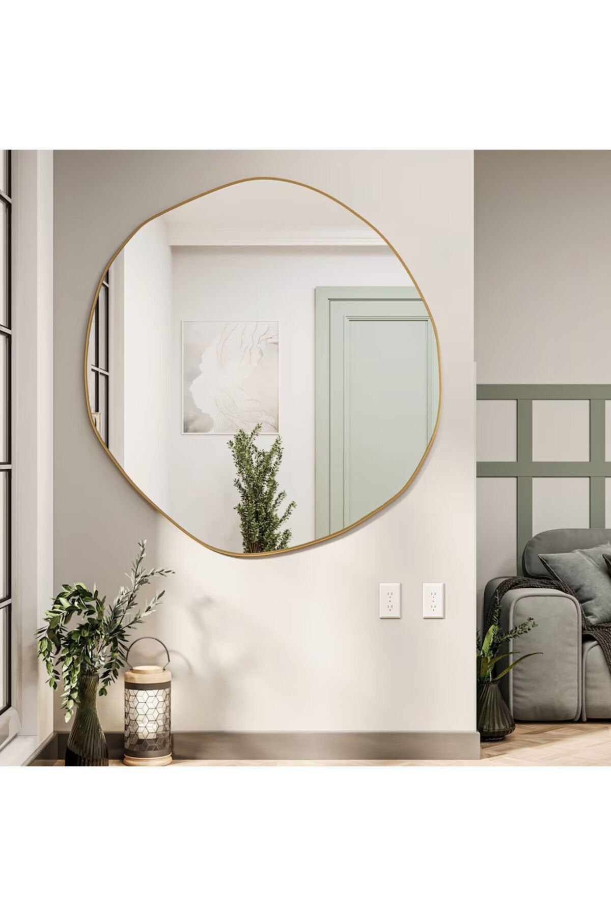 ARYA 100 cm ayna asimetrik ayna, dekoratif ayna, duvar aynası banyo aynası holl aynası