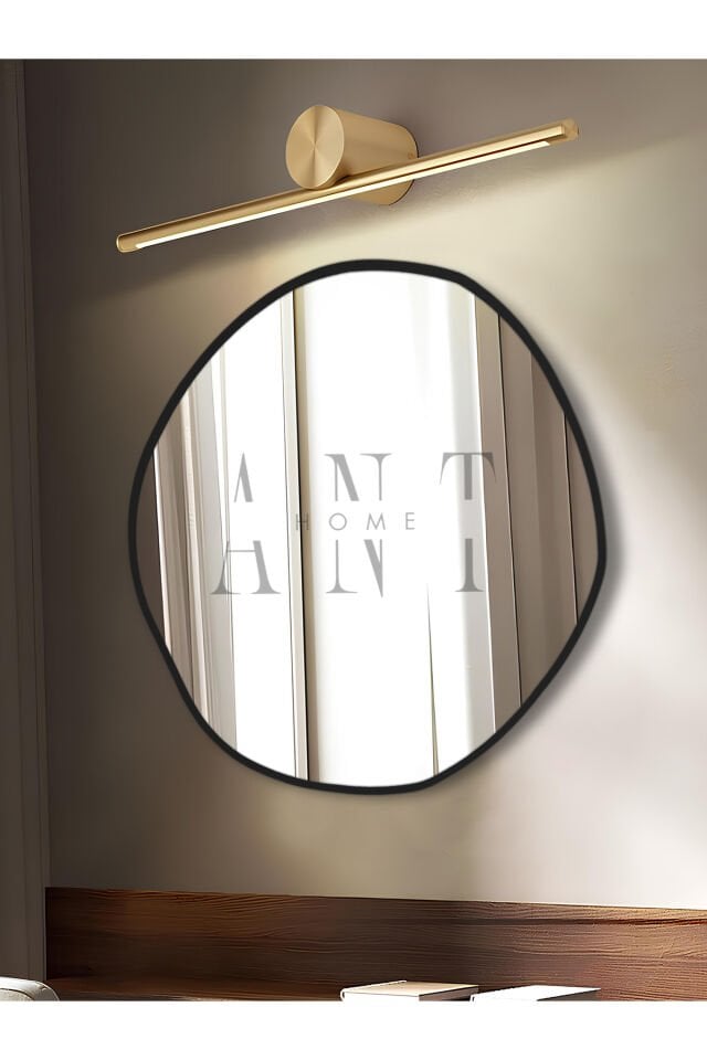 Arya 80 Cm Ayna Asimetrik Ayna, Dekoratif Ayna, Duvar Aynası Banyo Aynası Holl Aynası, Siyah