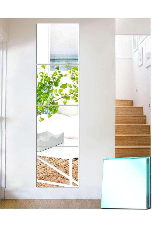 25x25 Kare Rodajlı Gerçek Ayna 21 Adet Yapışkanlı