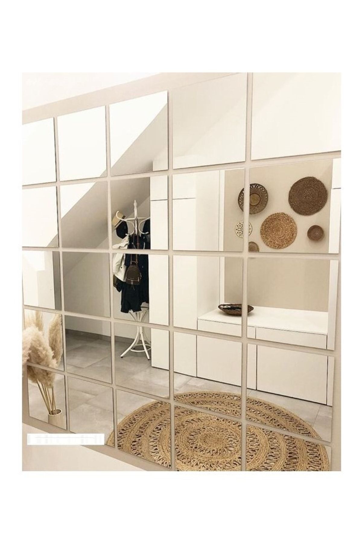 25x25 Kare Rodajlı Gerçek Ayna 21 Adet Yapışkanlı