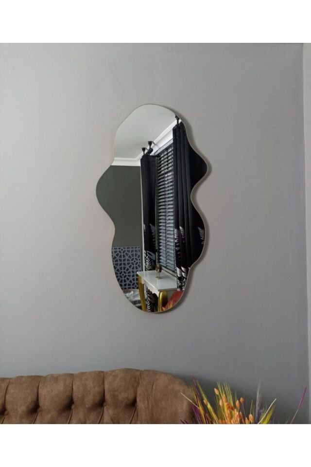 Asimetrik Ayna, Dekoatif Ayna, Big Size 100cm X 50cm 1.sınıf Rodajlı Şişecam Marka Ayna.