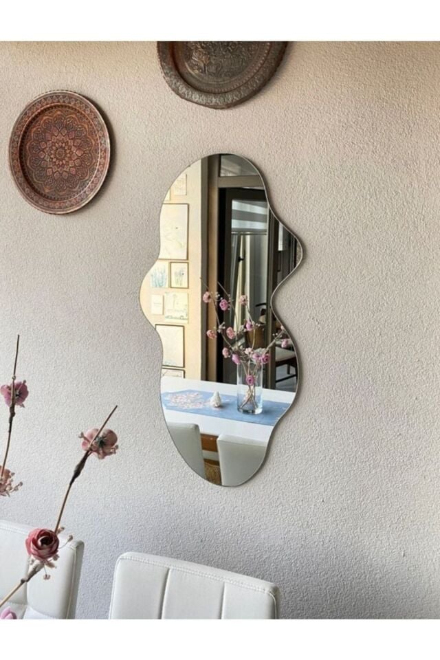 Asimetrik Ayna, Dekoatif Ayna, Big Size 100cm X 50cm 1.sınıf Rodajlı Şişecam Marka Ayna.