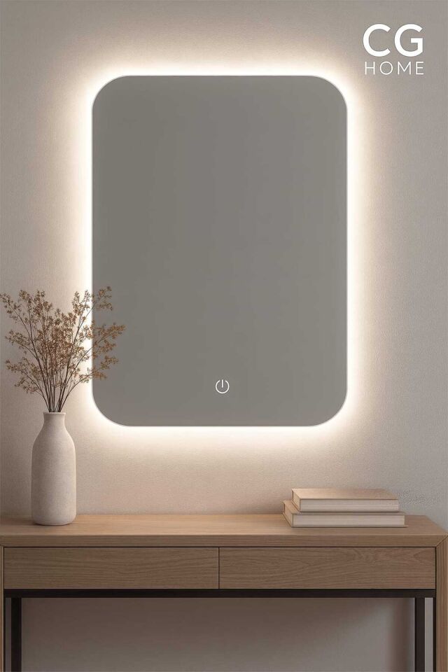 Boho Dokunmatik Ledli Ayna, Ledli Ayna, Konsol Aynası, Dresuar Aynası, Banyo Aynası