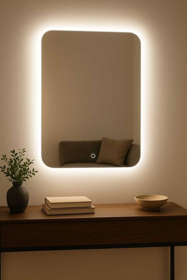 Boho Dokunmatik Ledli Ayna, Ledli Ayna, Konsol Aynası, Dresuar Aynası, Banyo Aynası