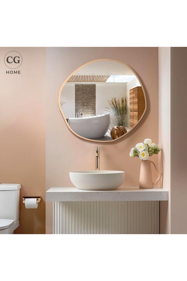 asimetrik ayna, dekoratif ayna, duvar aynası, banyo aynası, holl aynası 70 cm
