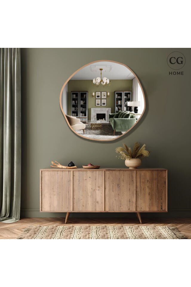 asimetrik ayna, dekoratif ayna, duvar aynası, banyo aynası, holl aynası 70 cm