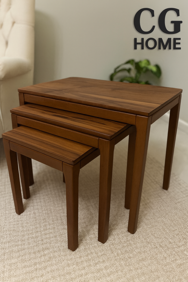 Mono Zigon Sehpa Üçlü Lüx %100 Ağaç Lake Boyalı Sehpa