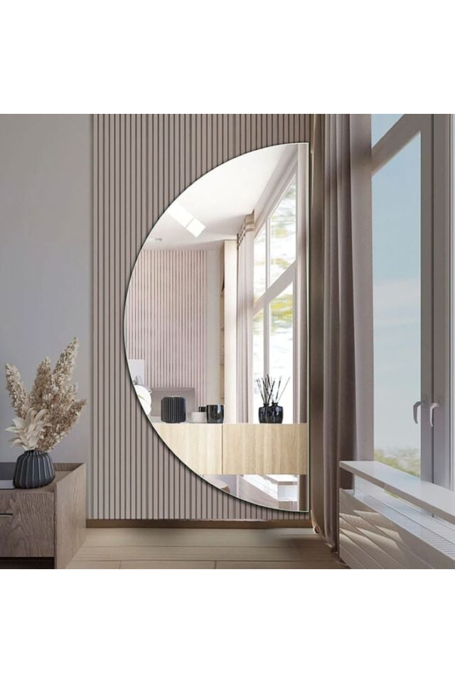 Dekoratif D Model Duvar Aynası - Yatay & Dikey Kullanım - Yarımay Ayna - Şık Tasarım - Tam Boy Ayna