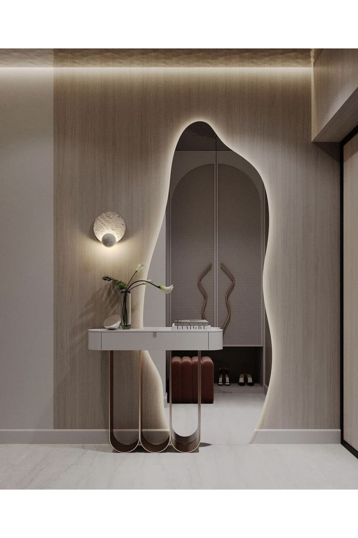 Boy Aynası Ledli, Asimetrik Ayna, Boy Aynası, Ledli Ayna, Duvar Aynası, Günışığı Led