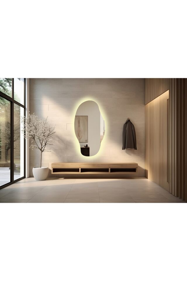 Boy Aynası Ledli, Asimetrik Ayna, Asimetrik Boy Aynası, Ledli Ayna, Duvar Aynası, Günışığı Led