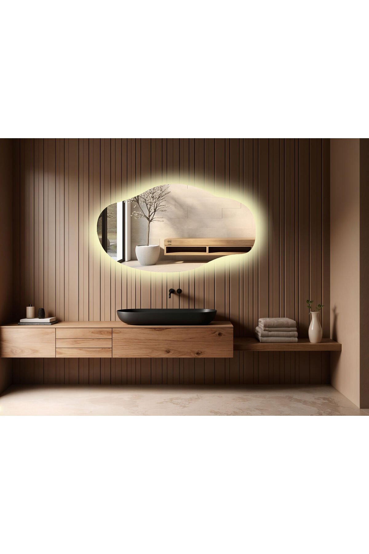 Boy Aynası Ledli, Asimetrik Ayna, Asimetrik Boy Aynası, Ledli Ayna, Duvar Aynası, Günışığı Led