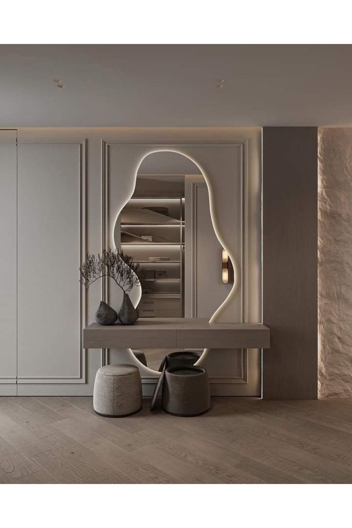 Mars Boy Aynası Ledli, Asimetrik Ayna, Boy Aynası, Ledli Ayna, Duvar Aynası, Günışığı Led