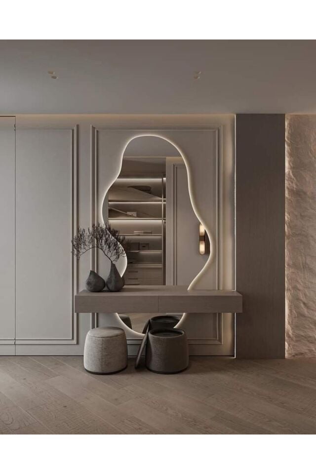 Mars Boy Aynası Ledli, Asimetrik Ayna, Boy Aynası, Ledli Ayna, Duvar Aynası, Günışığı Led