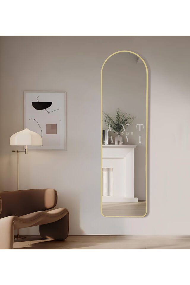 dekoratif boy ayna, mdf oval kesim boy ayna, duvar aynası 165 X 45CM