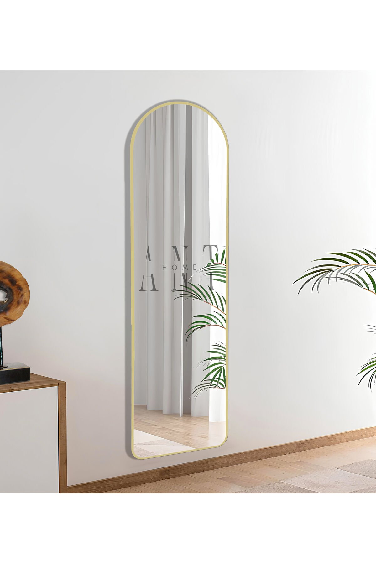 dekoratif boy ayna, mdf oval kesim boy ayna, duvar aynası 165 X 45CM