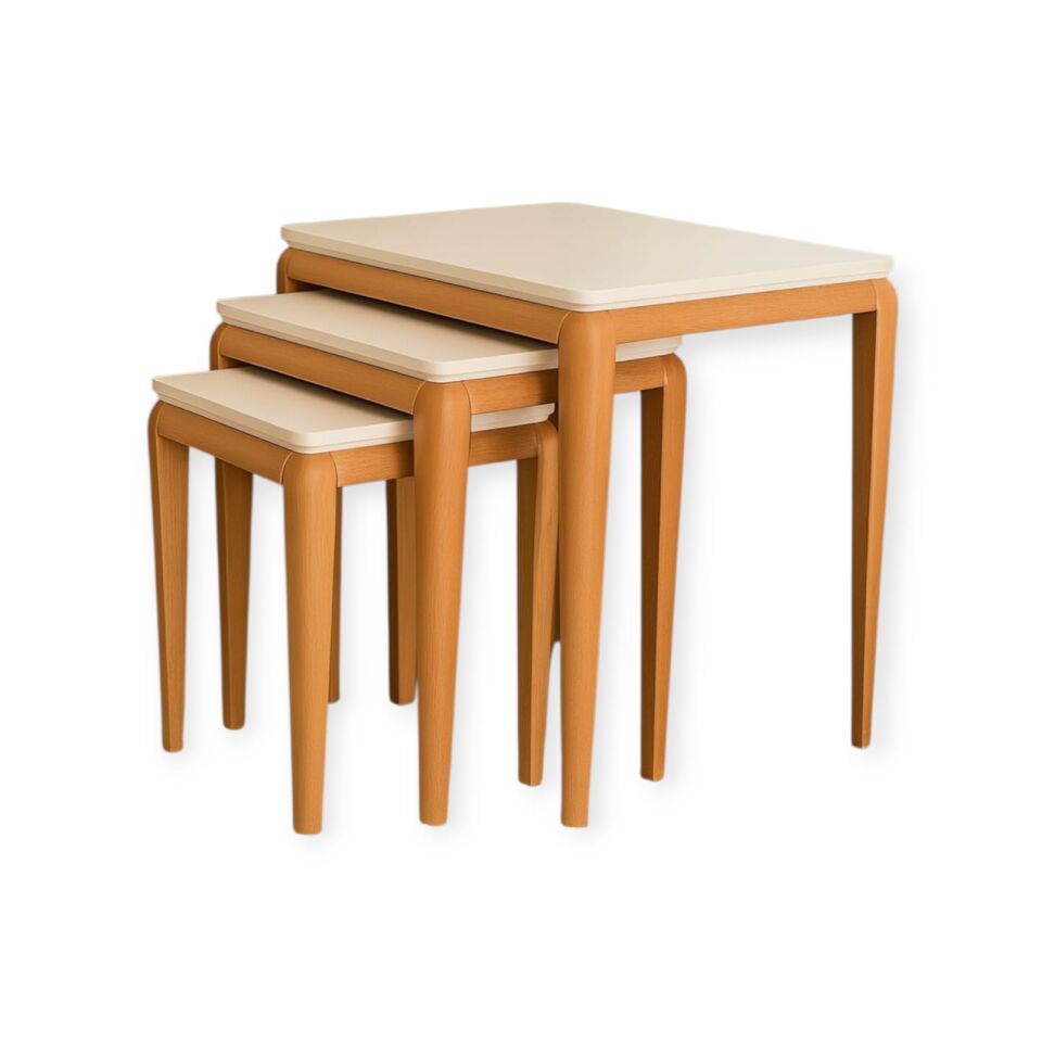 MİLAS ZİGON SEHPA ÜÇLÜ %100 AĞAÇ LAKE BOYALI SEHPA