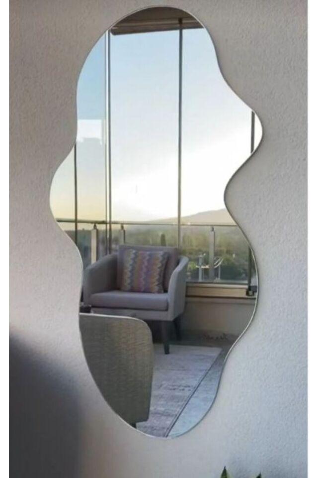 Asimetrik Ayna, Dekoatif Ayna, Big Size 100cm X 50cm 1.sınıf Rodajlı Şişecam Marka Ayna Holl Aynası
