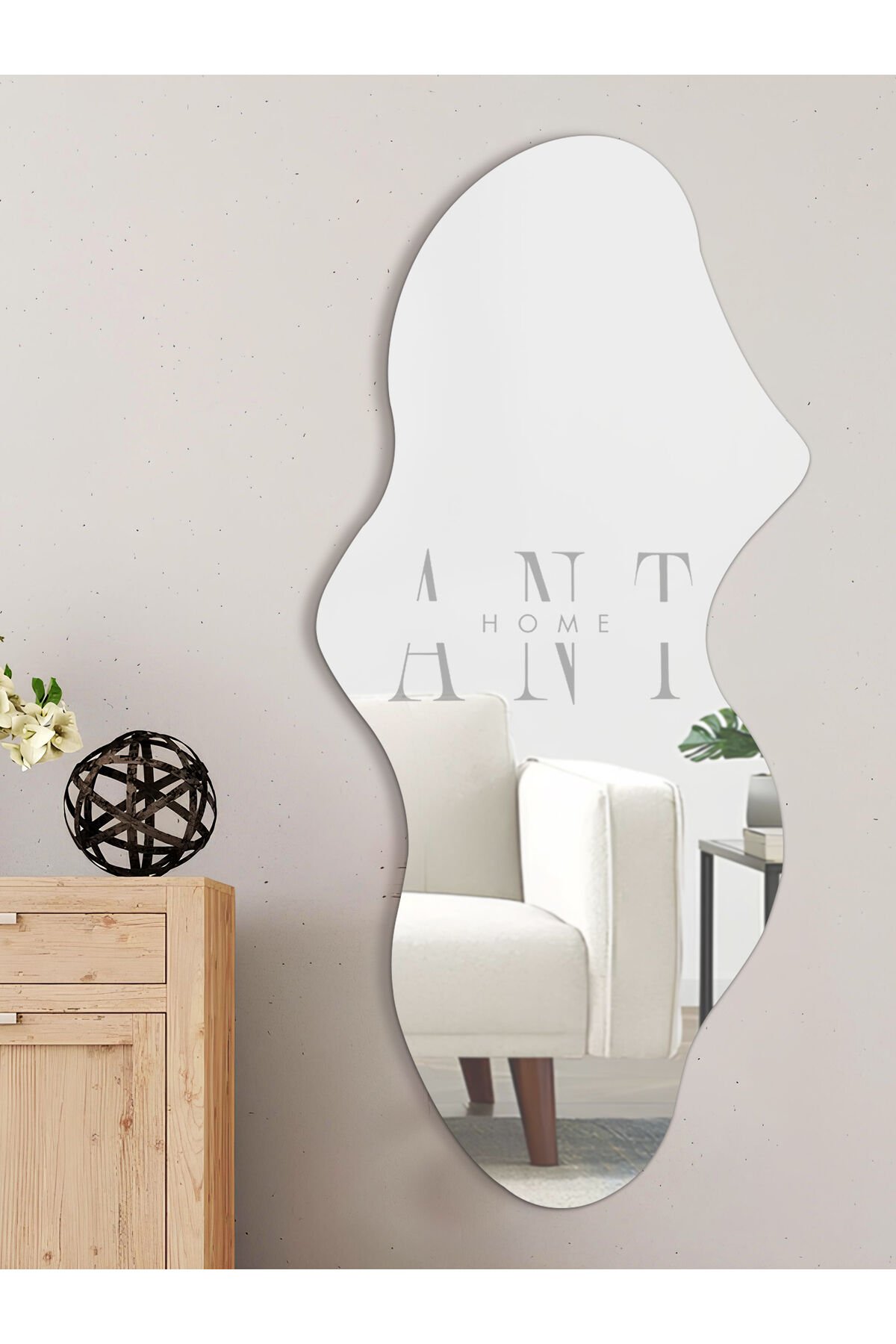 Asimetrik Ayna, Dekoatif Ayna, Big Size 100cm X 50cm 1.sınıf Rodajlı Şişecam Marka Ayna Holl Aynası