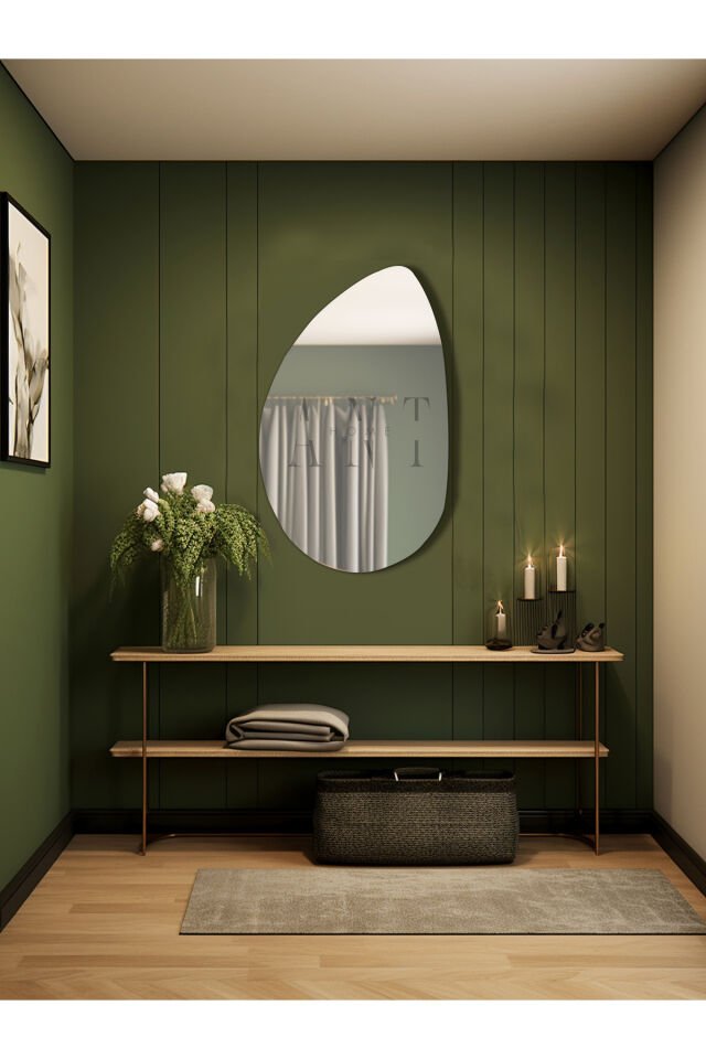 Asimetrik Ayna, Dekoratif Ayna, 90x60, Konsol Aynası, Dresuar Aynası, Tuvalet Aynası