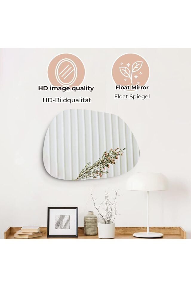 Luna Asimetrik Model Çerçevesiz Ayna Duvar Aynası Konsol Aynası