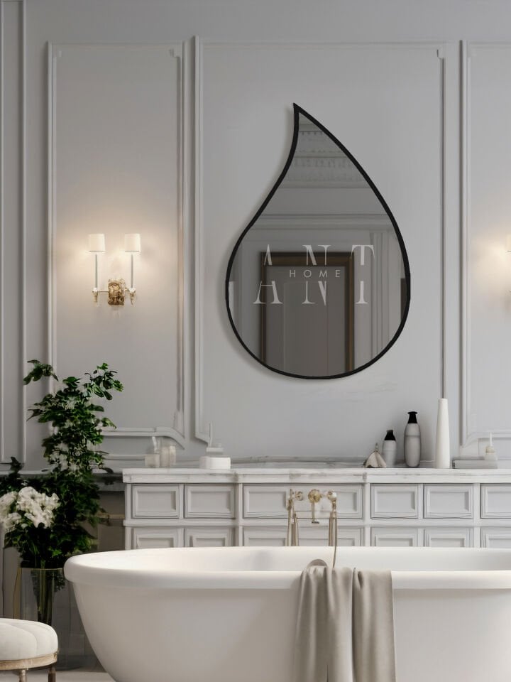 Damla Asimetrik Ayna, Duvar Aynası, Konsol Aynası, Holl Aynası 75X50
