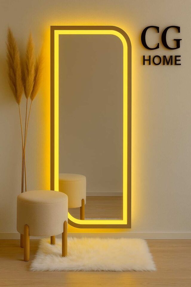 Ledli Ayna, Lazer Kumlamalı, Dekoratif Ayna, Duvar Aynası, Konsol Aynası, Holl Aynası, Günışığı Led