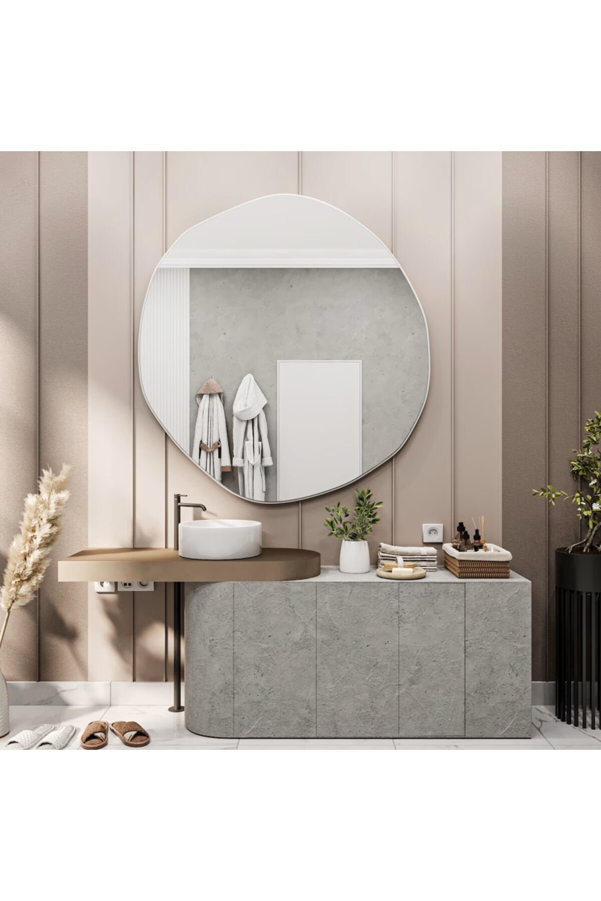 asimetrik ayna, dekoratif ayna, duvar aynası