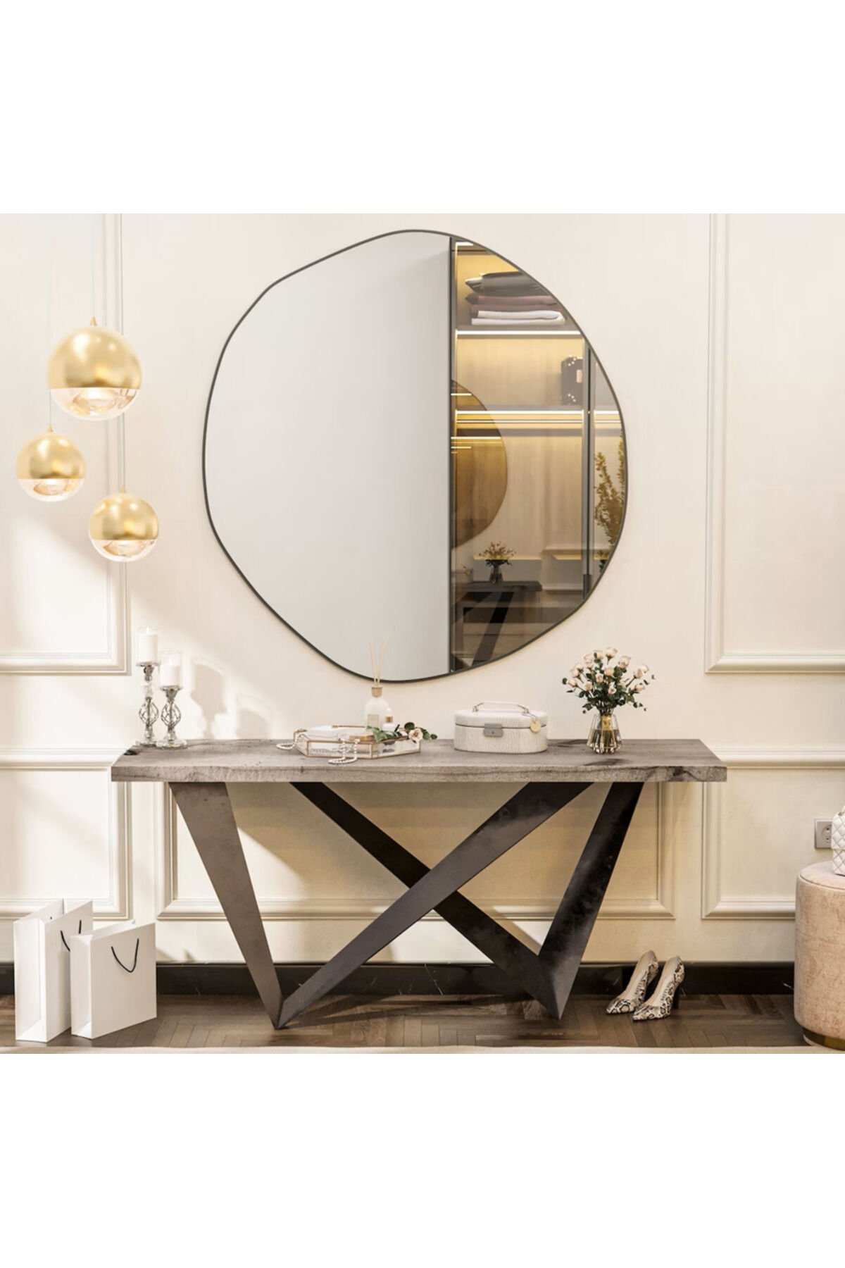 asimetrik ayna, dekoratif ayna, duvar aynası