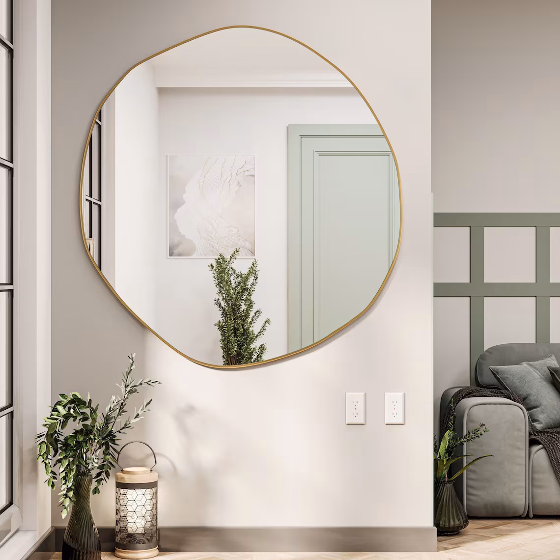 ARYA ASİMETRİK AYNA, DEKORATİF AYNA, KONSOL AYNASI, DRESUAR AYNASI