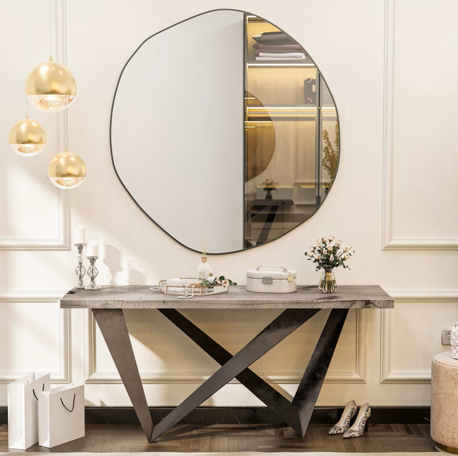 ARYA ASİMETRİK AYNA, DEKORATİF AYNA, KONSOL AYNASI, DRESUAR AYNASI