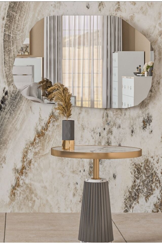 Asimetrik Ayna, Dekoratif Ayna, 85*55 Konsol Aynası, Dresuar Aynası, Tuvalet Aynası.