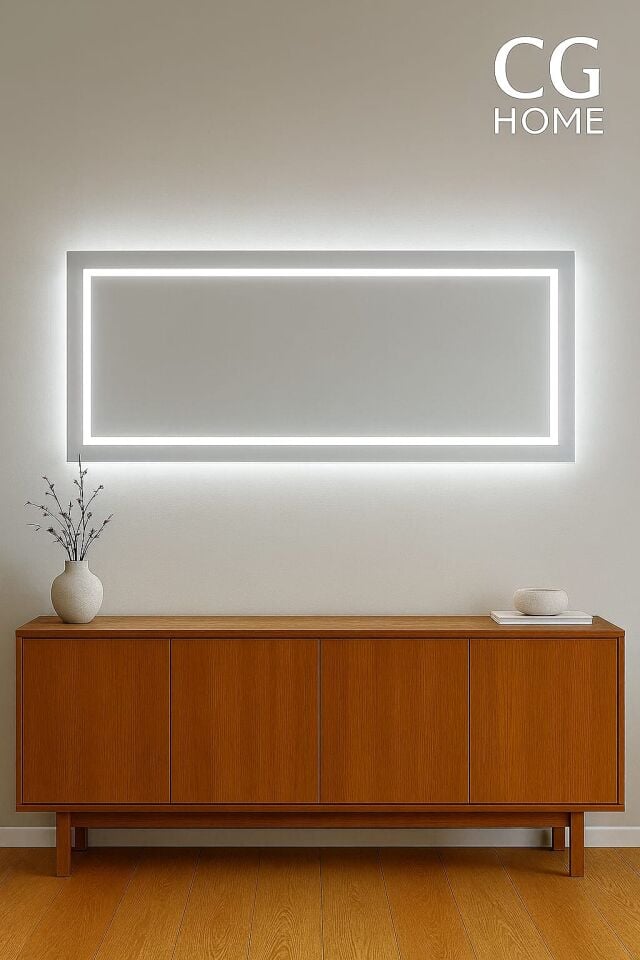 Biga Ledli Ayna, Dekoratif Ayna, Led Ayna, Salon Aynası, Konsol Aynası 144x36 cm