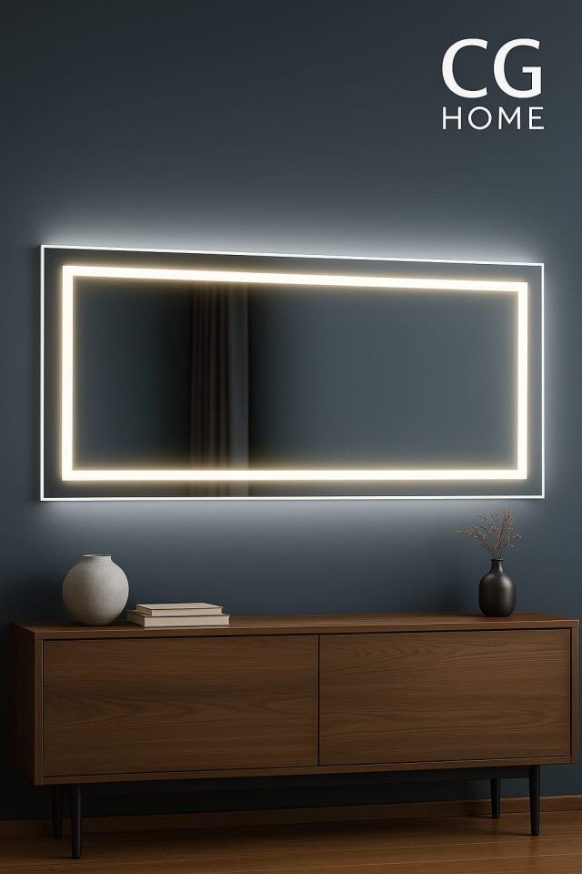 Biga Ledli Ayna, Dekoratif Ayna, Led Ayna, Salon Aynası, Konsol Aynası 144x36 cm