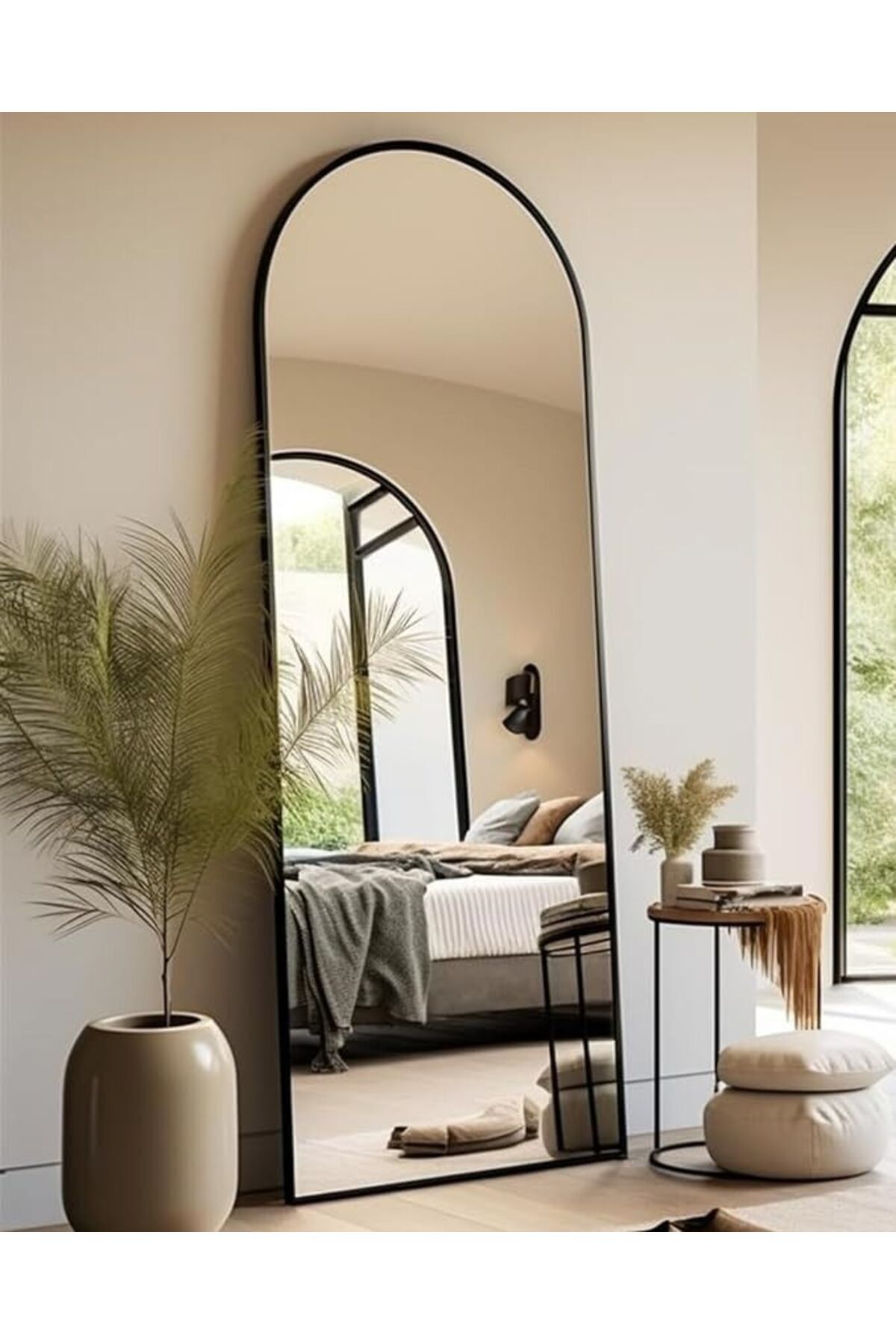 Metal Çerçeveli Oval Ayaklı Boy Aynası İnfluencer Aynası