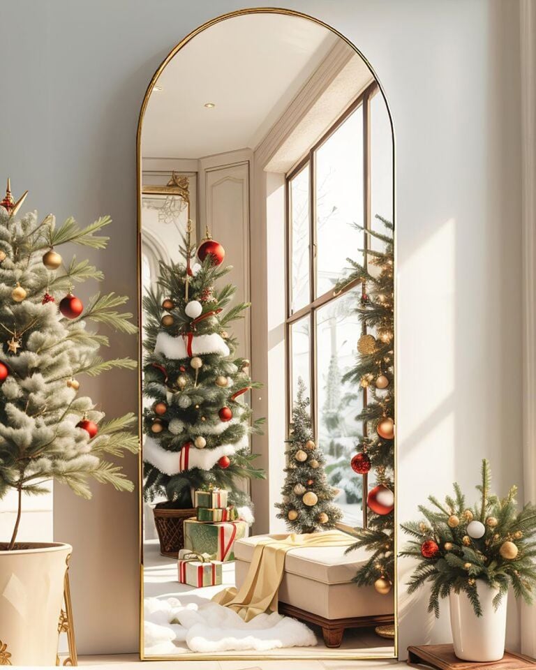 Metal Çerçeveli Oval Ayaklı Boy Aynası İnfluencer Aynası