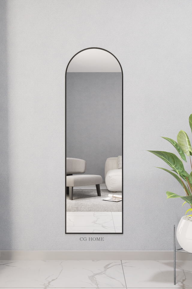 Dekoratif Ayna Mdf Oval Boy Ayna Duvar Aynası 165x45 Gold