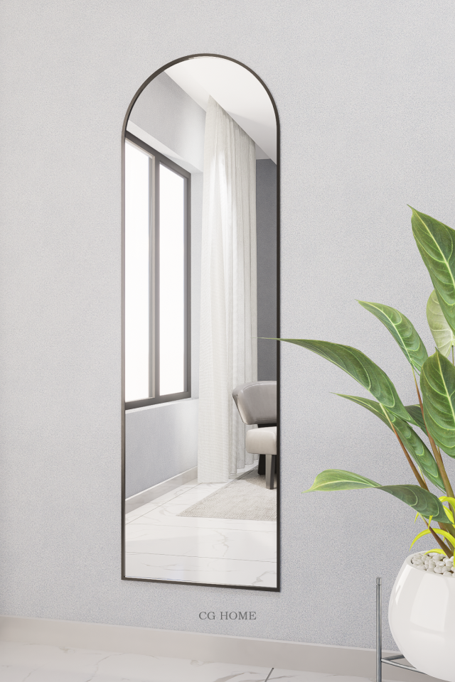 Dekoratif Ayna Mdf Oval Boy Ayna Duvar Aynası 165x45 Gold