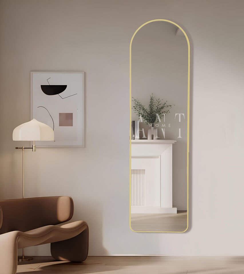 dekoratif ayna mdf oval kesim boy ayna duvar aynası 165 X 45 cm