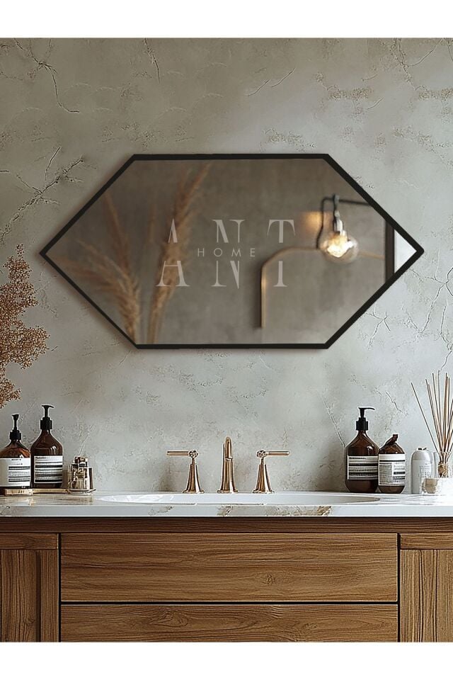 Ayna, Duvar Aynası, Konsol Aynası, Holl Aynası, Banyo Aynası 80X40 Si̇yah