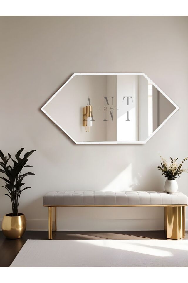 Ayna, Duvar Aynası, Konsol Aynası, Holl Aynası, Banyo Aynası 80X40 Beyaz