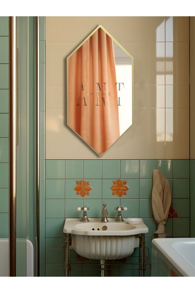 Ayna, Duvar Aynası, Konsol Aynası, Holl Aynası, Banyo Aynası 80X40 Gold