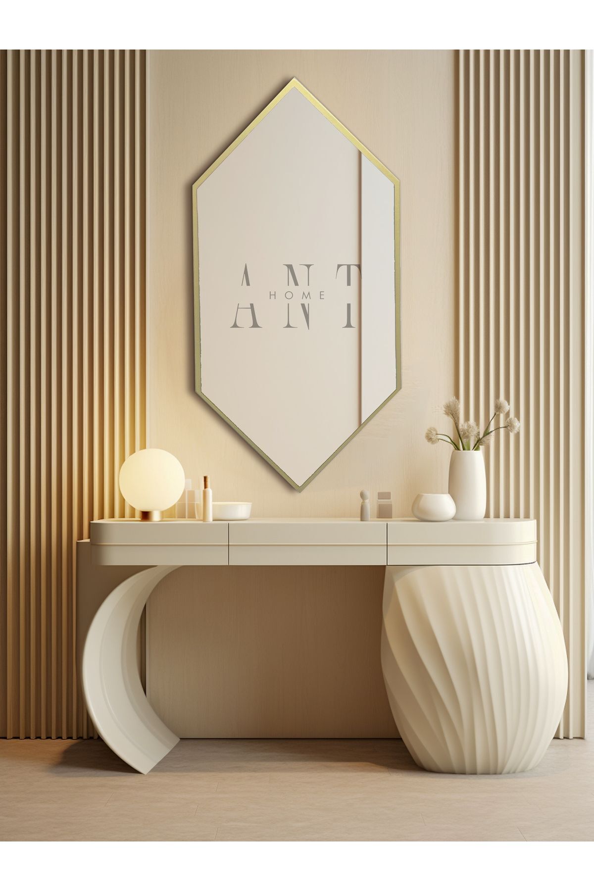 Ayna, Duvar Aynası, Konsol Aynası, Holl Aynası, Banyo Aynası 80X40 Gold