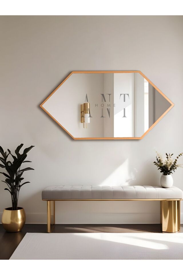 Ayna, Duvar Aynası, Konsol Aynası, Holl Aynası, Banyo Aynası 80X40 Bronz