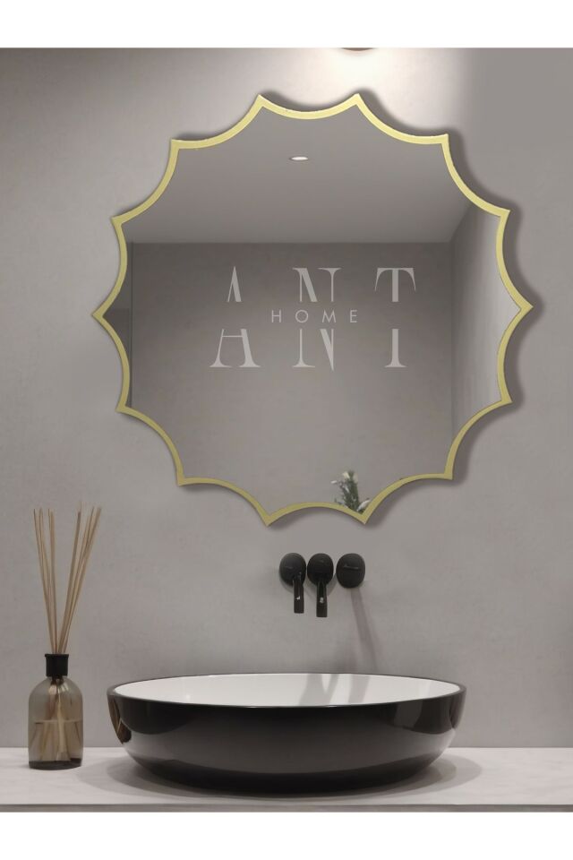 Güneş Asimetrik Ayna, Duvar Aynası, Konsol Aynası, Holl Aynası Gold